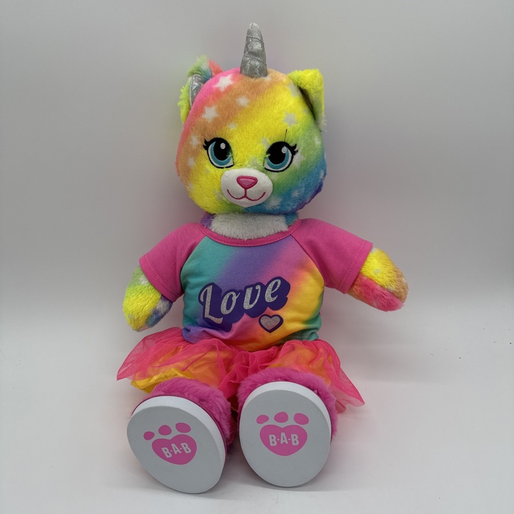 Build A Bear Rainbow Kittycorn With Tutu, Shoes And Shirt Talks